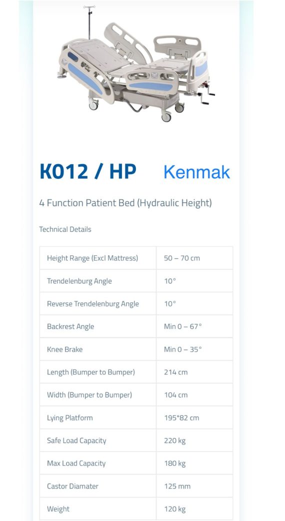 მეაქნიკირი სამედიცინო საწოლი Kenmak KO12/HP